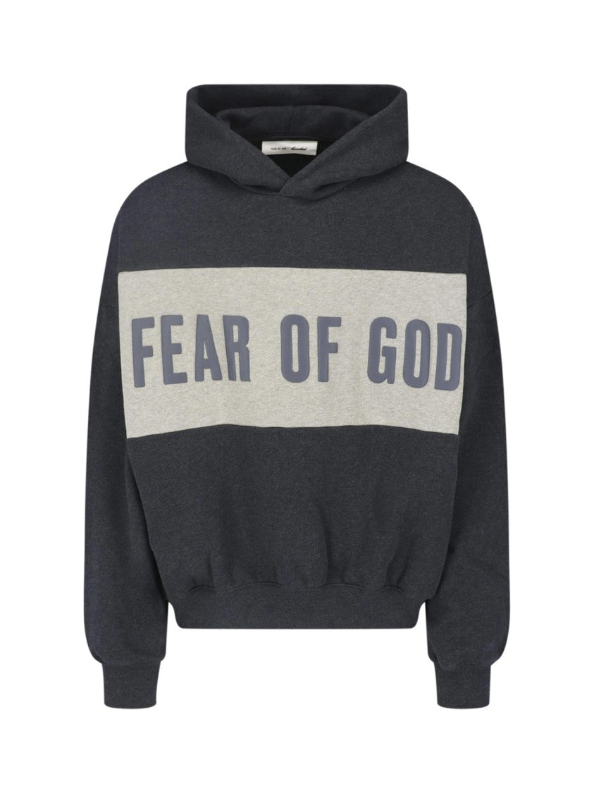 Fear Of God Essentials Dark Grey Cotton Contrast Logo Hoodie
