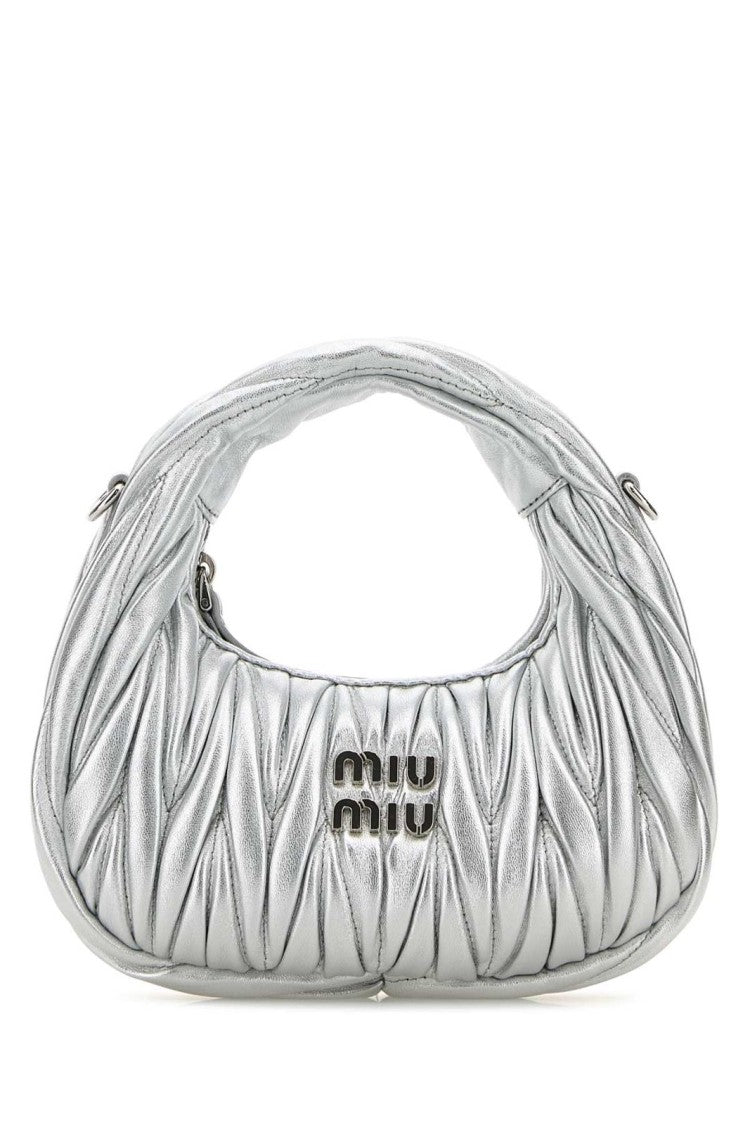 Miu Miu Structured Silver Lambskin Tote Bag