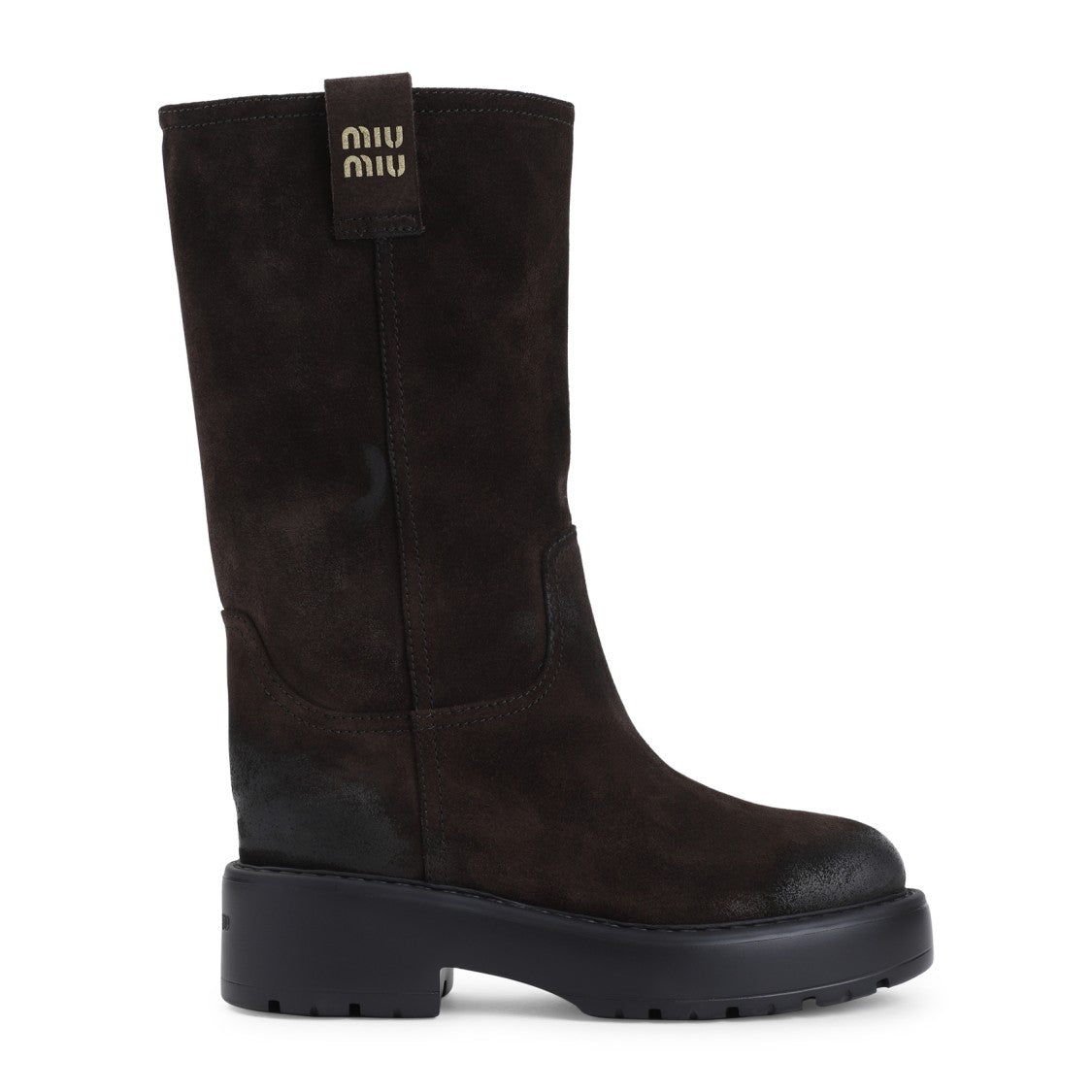 Miu Miu Dark Brown Calf Leather Boots