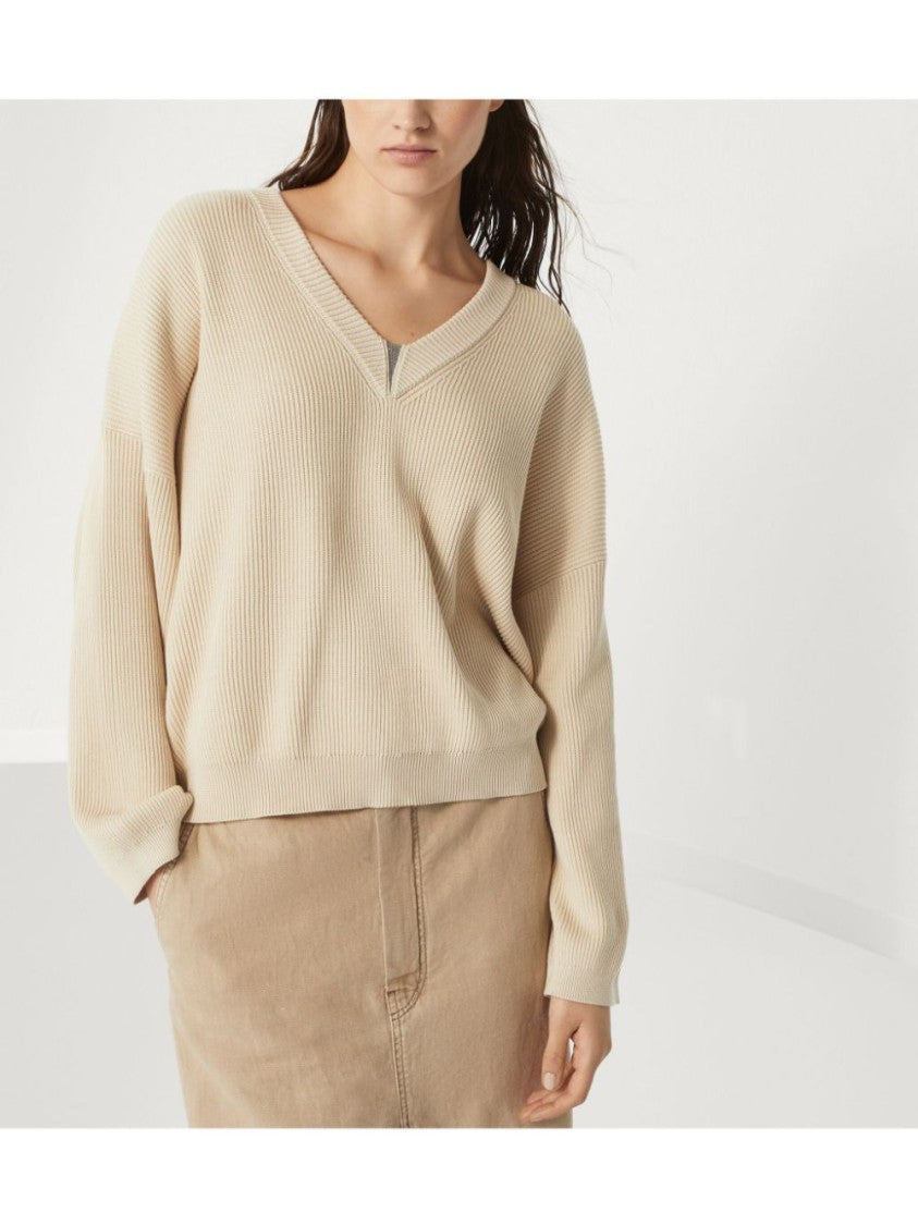Brunello Cucinelli Relaxed Fit V-Neck Sweater