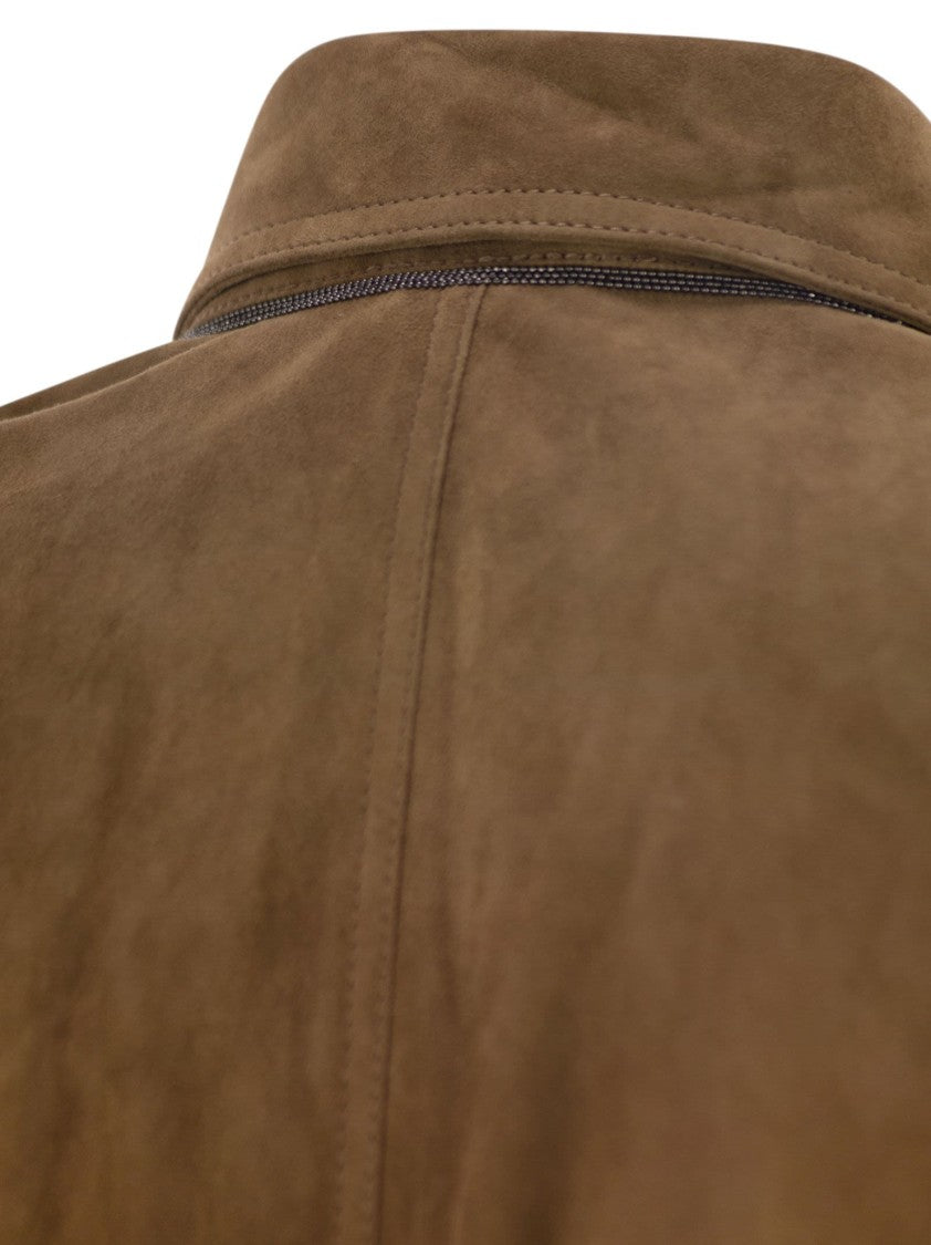 Brunello Cucinelli Suede Shirt With Jewellery