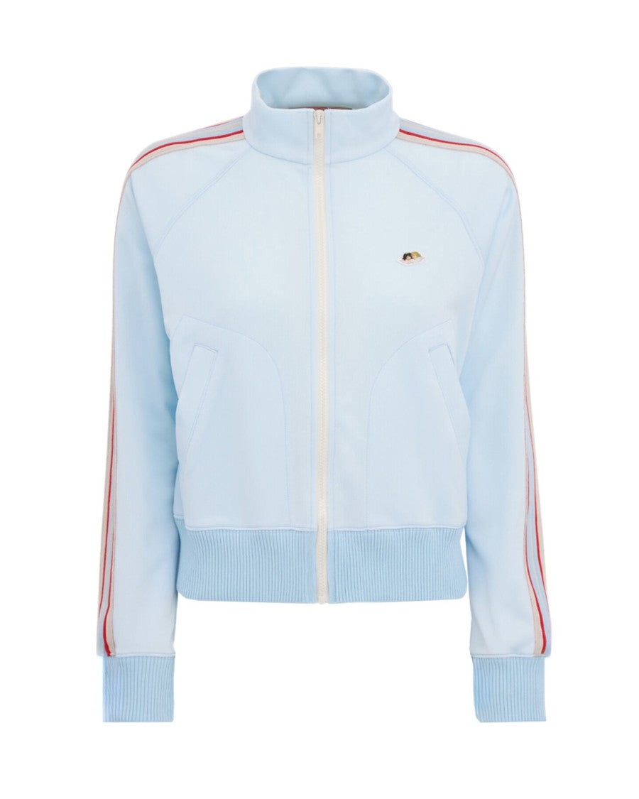 Fiorucci Cropped Light Blue Tracksuit Jacket With Angel Patch Detail
