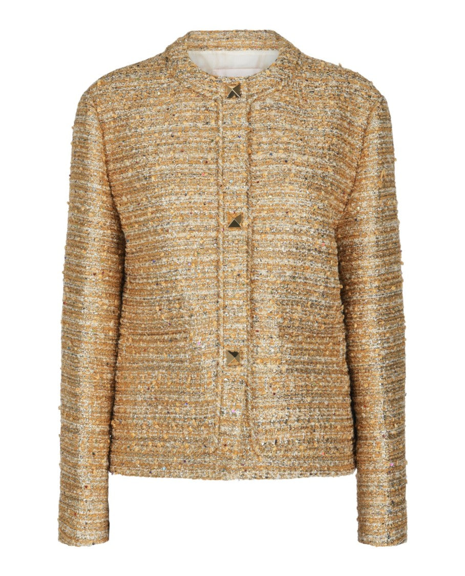 Valentino Embellished Gold Tweed Jacket