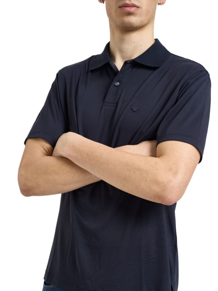 Emporio Armani Blue Logo Detail Polo Shirt