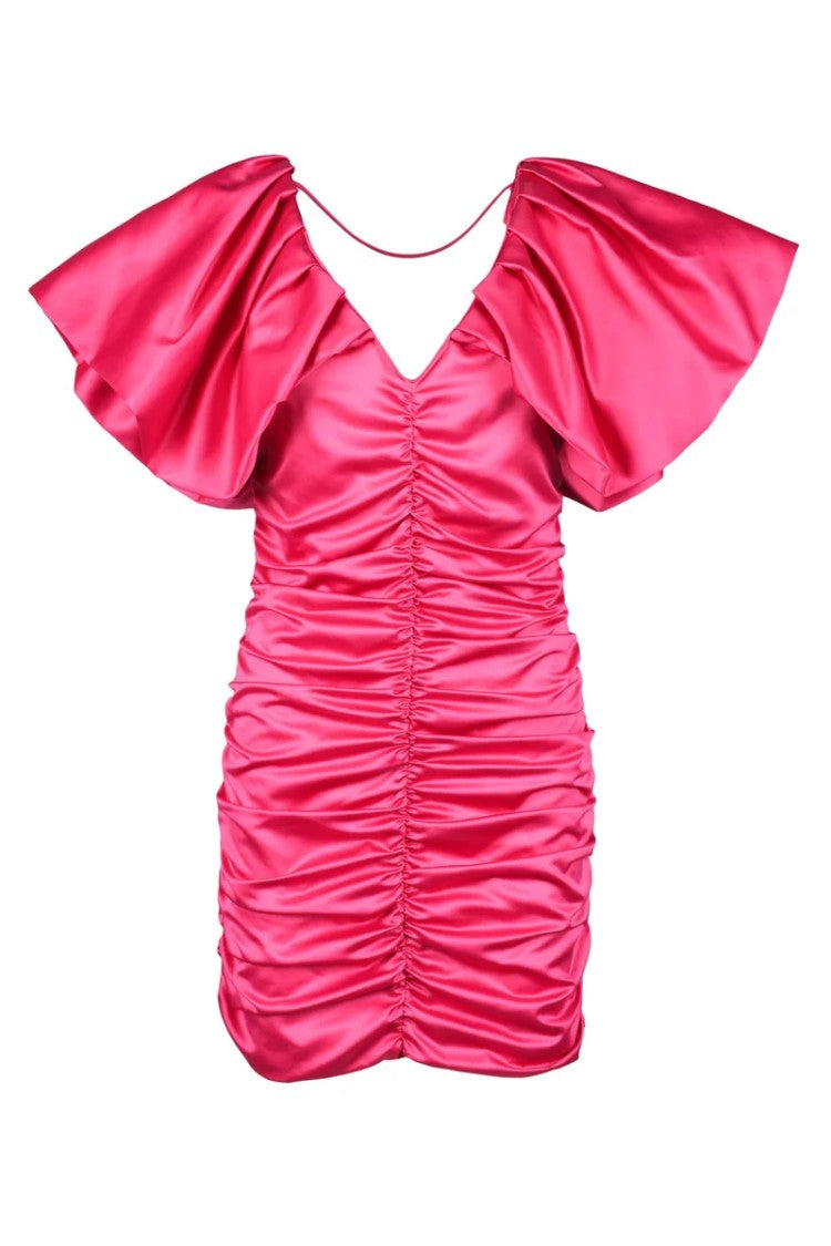 Simona Corsellini Fuchsia Mini Dress With Ruched Body