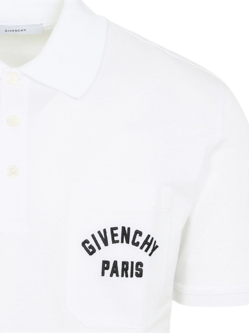 Givenchy White Front Chest Pocket Cotton Polo