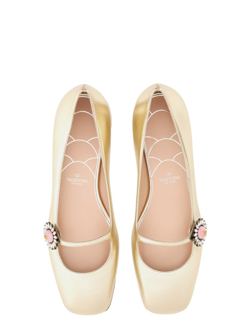 Valentino Garavani "Mary-Jane Preshoes" Ballerina In Kidskin