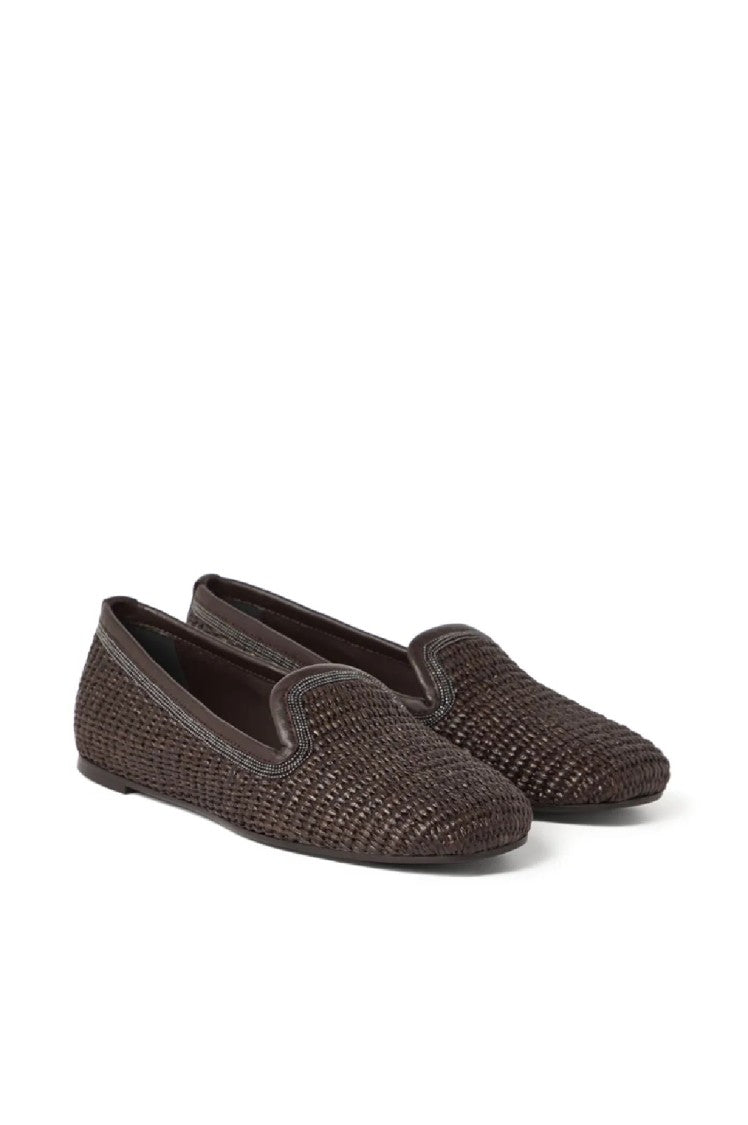 Brunello Cucinelli Woven Design Slippers With Elegant Silhouette