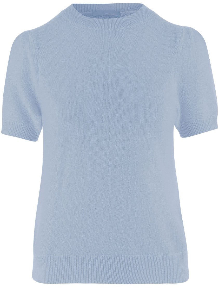 Allude Short-Sleeved Cashmere Sweater With Round Neck
