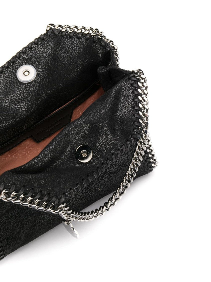 Stella Mccartney Black Silver Chain-Trimmed Shoulder Bag