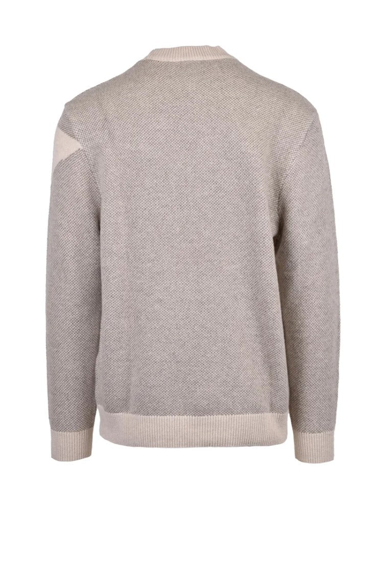 Armani Exchange Beige Geometric Crewneck Sweater