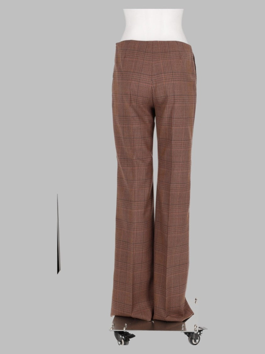 Max Mara Brown Plaid Straight-Leg Virgin Wool Pants