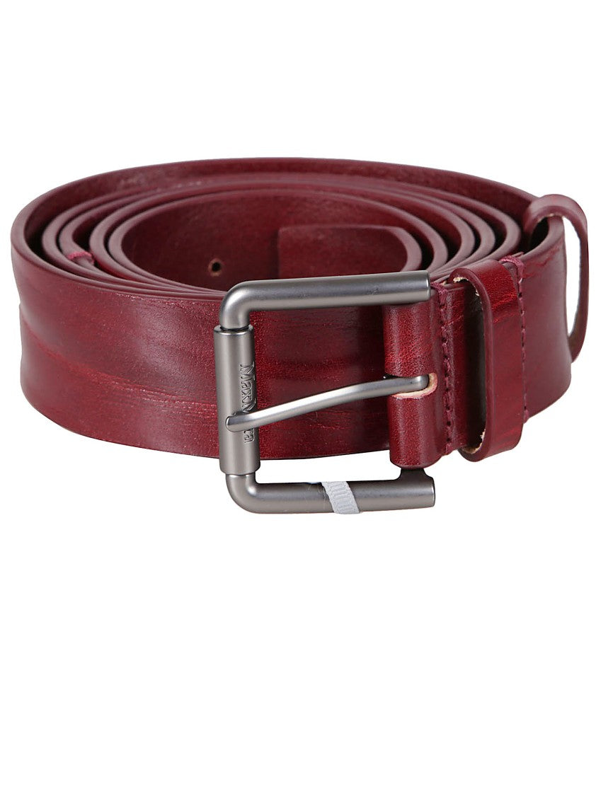 Max Mara Narrow Leather Belt In Deep Bordeaux