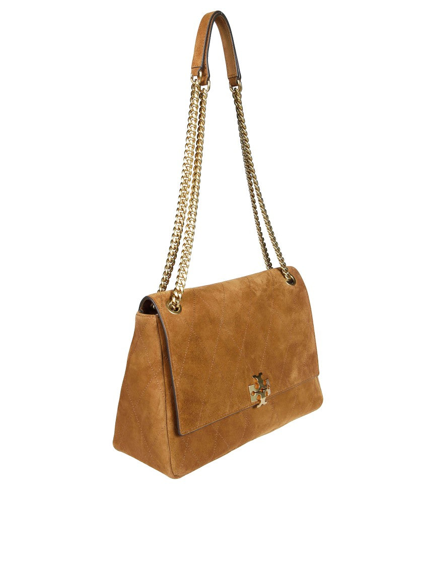 Tory Burch Cognac Suede Gold-Tone Chain Shoulder Bag