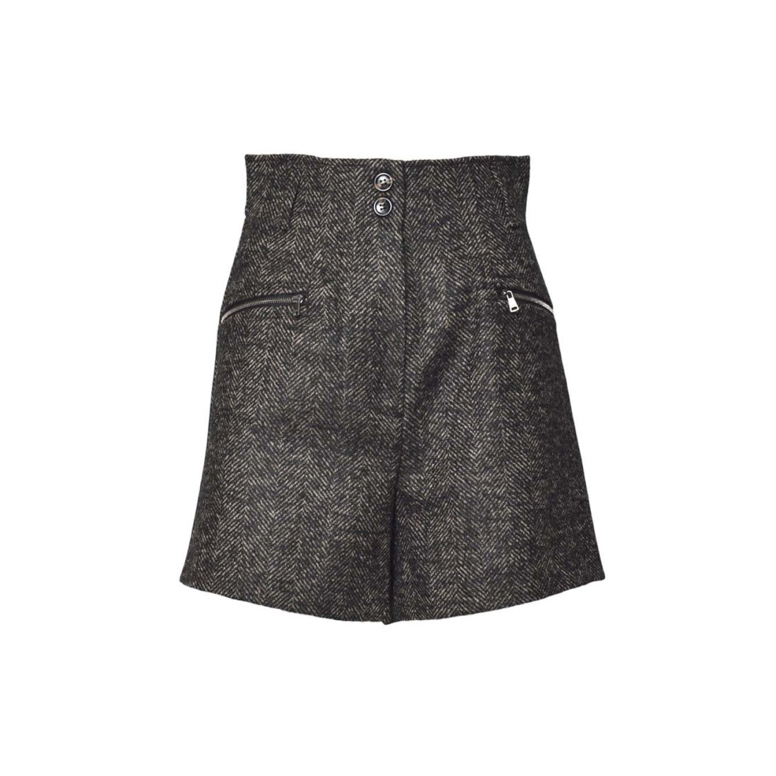 Max Mara Tailored High-Waisted Shorts With Textured Herringbone Pattern