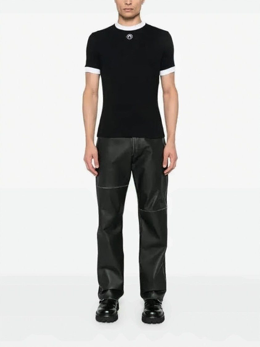 Marine Serre Fitted Short-Sleeve T-Shirt With Contrasting Ribbed Trims