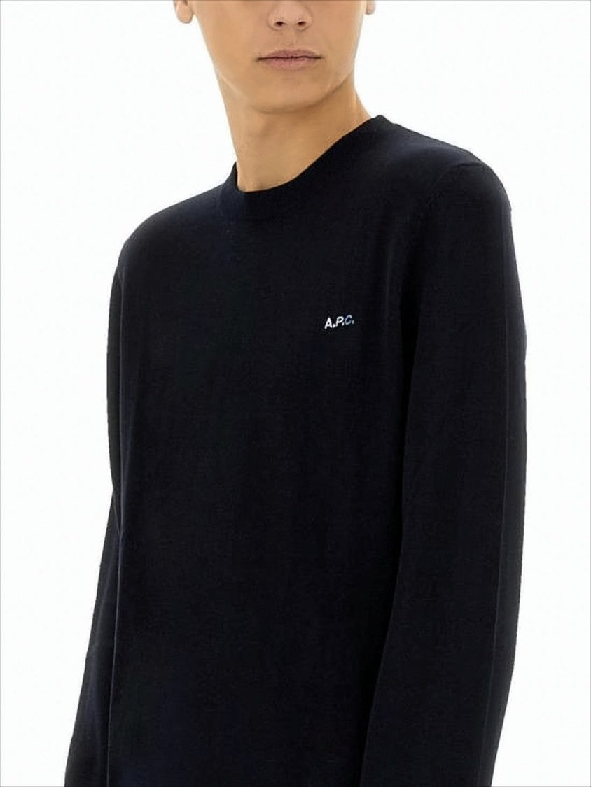 A.P.C. Black Wool Sweater With Crew Neckline