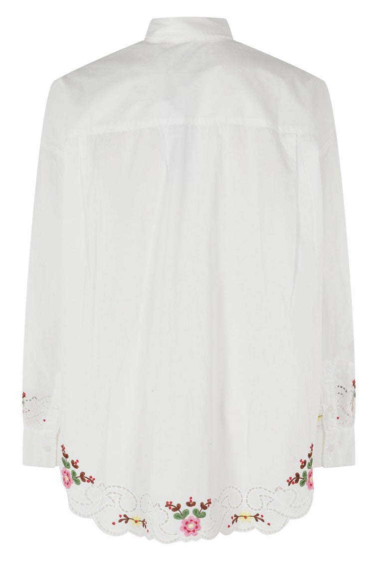Essentiel Antwerp Jayme Embroidered Oversized White Cotton Shirt