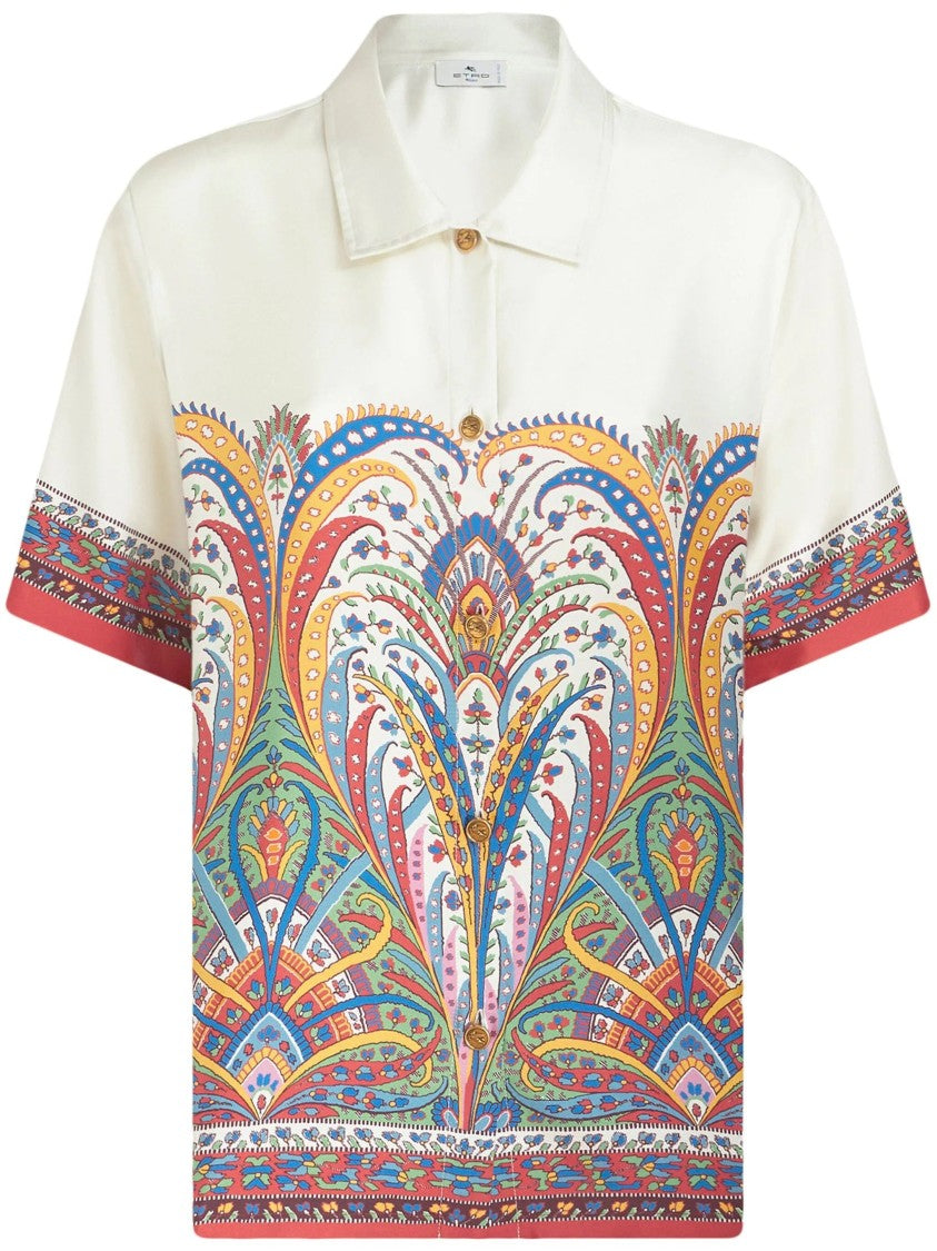 Etro Short Sleeve Silk Shirt With Paisley Print