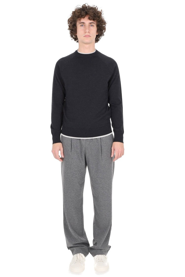 Eleventy Crew Neck Sweater In Pure Virgin Wool
