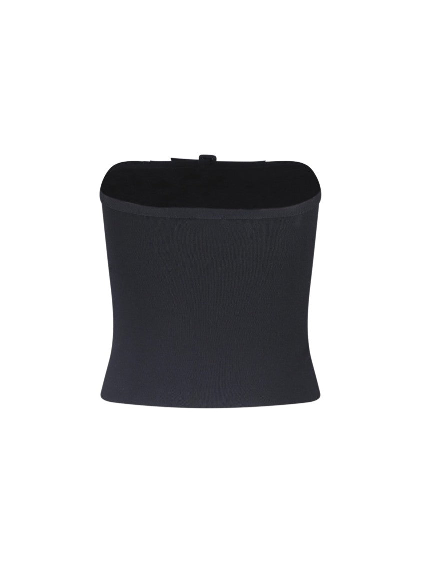 Courrèges Black Buckle Knit Bustier Top