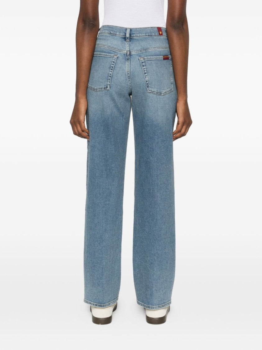 Seven Light Blue Straight-Leg Jeans With Five Pockets And Mid-Rise Fit