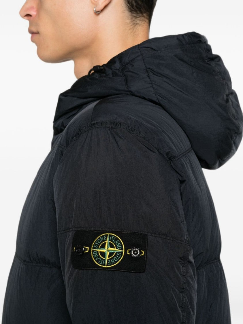 Stone Island Black Quilted Padded Hooded Patch Jacket