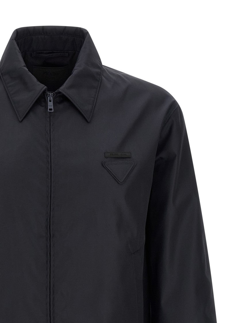 Prada Minimalist Re-Nylon Jacket With Cotton Lining And Triangle Logo
