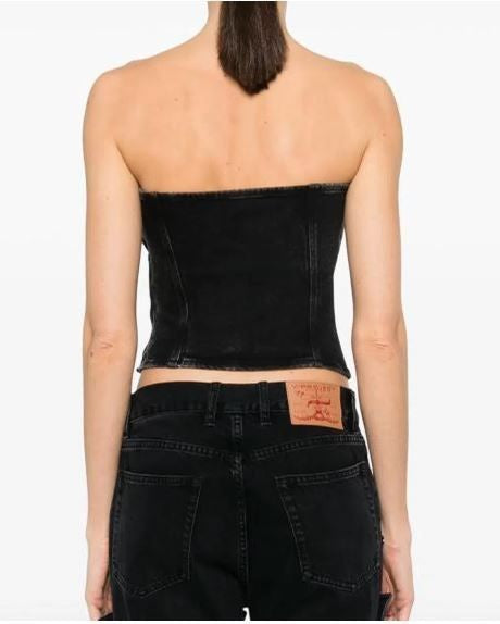 Diesel Fitted Strapless Denim Top With Corset