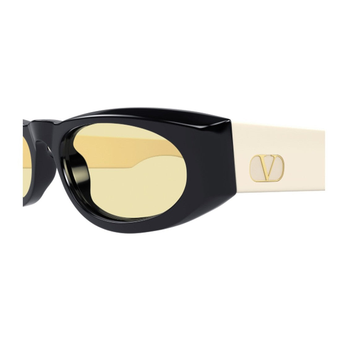 Valentino Havana Linea V Logo Recycled Acetate Oval Sunglasses