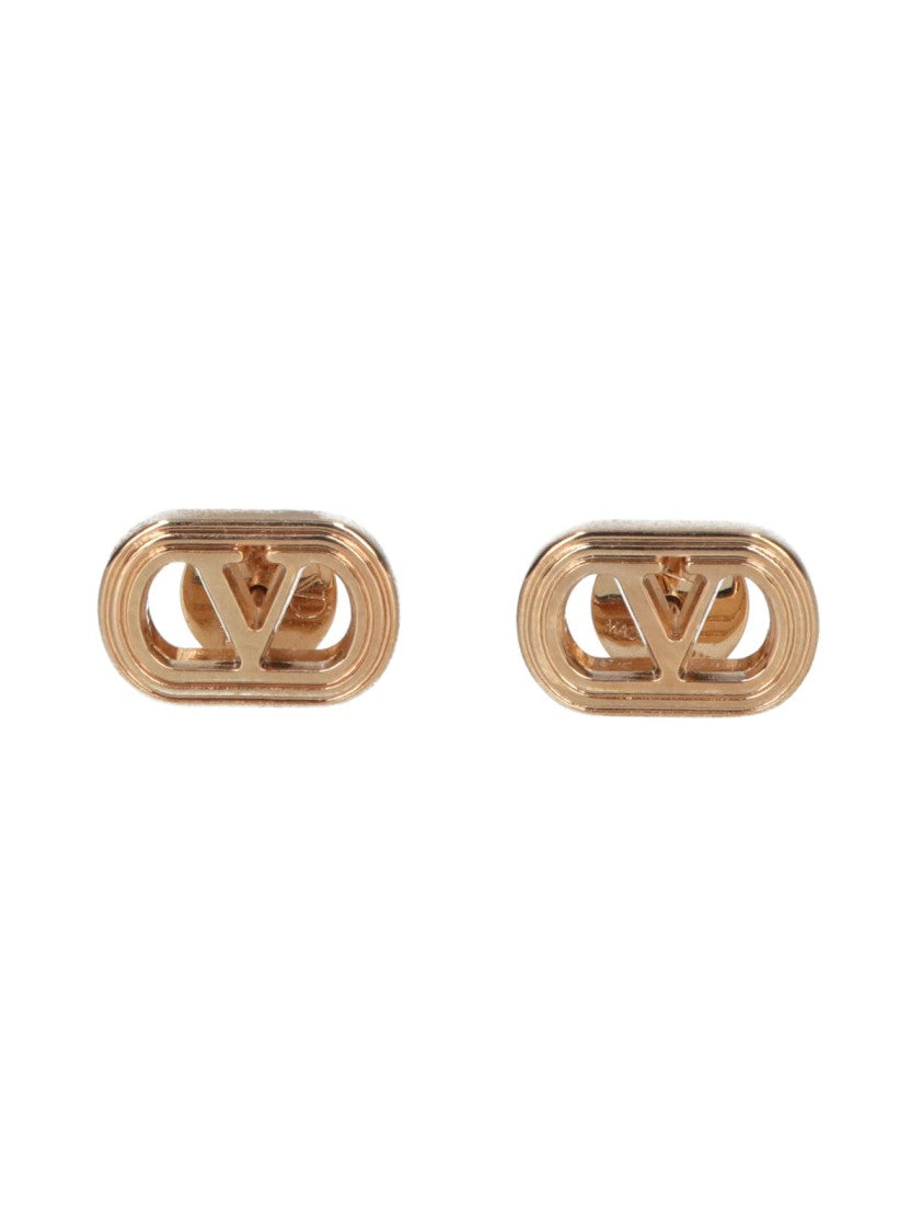 Valentino Garavani Gold-Tone Brass Oval Stud Earrings