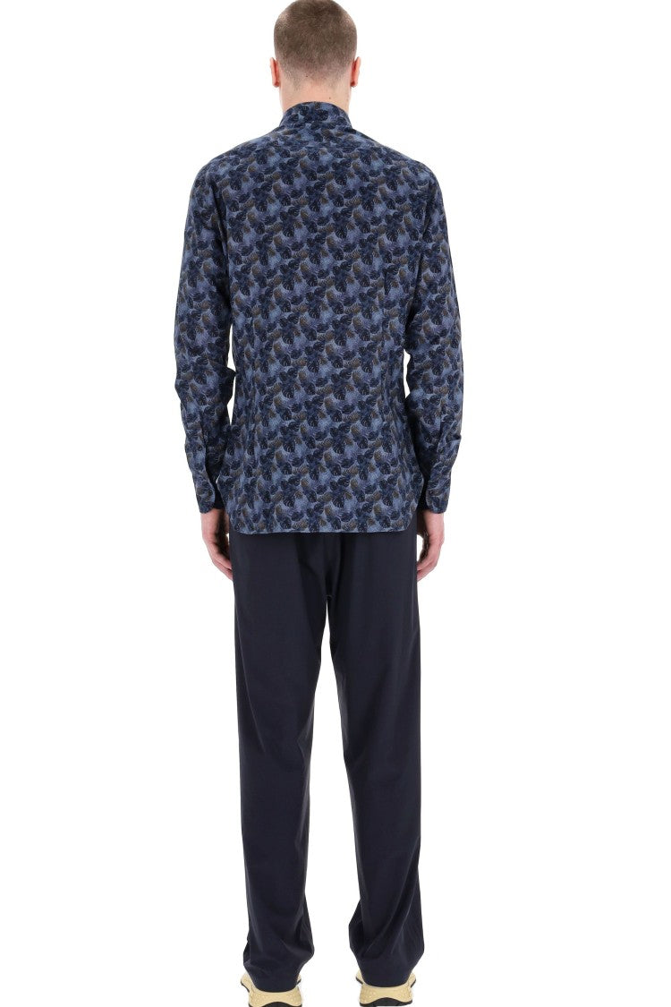 Barba Floral Print Linen Tailored Shirt Line Dandylife
