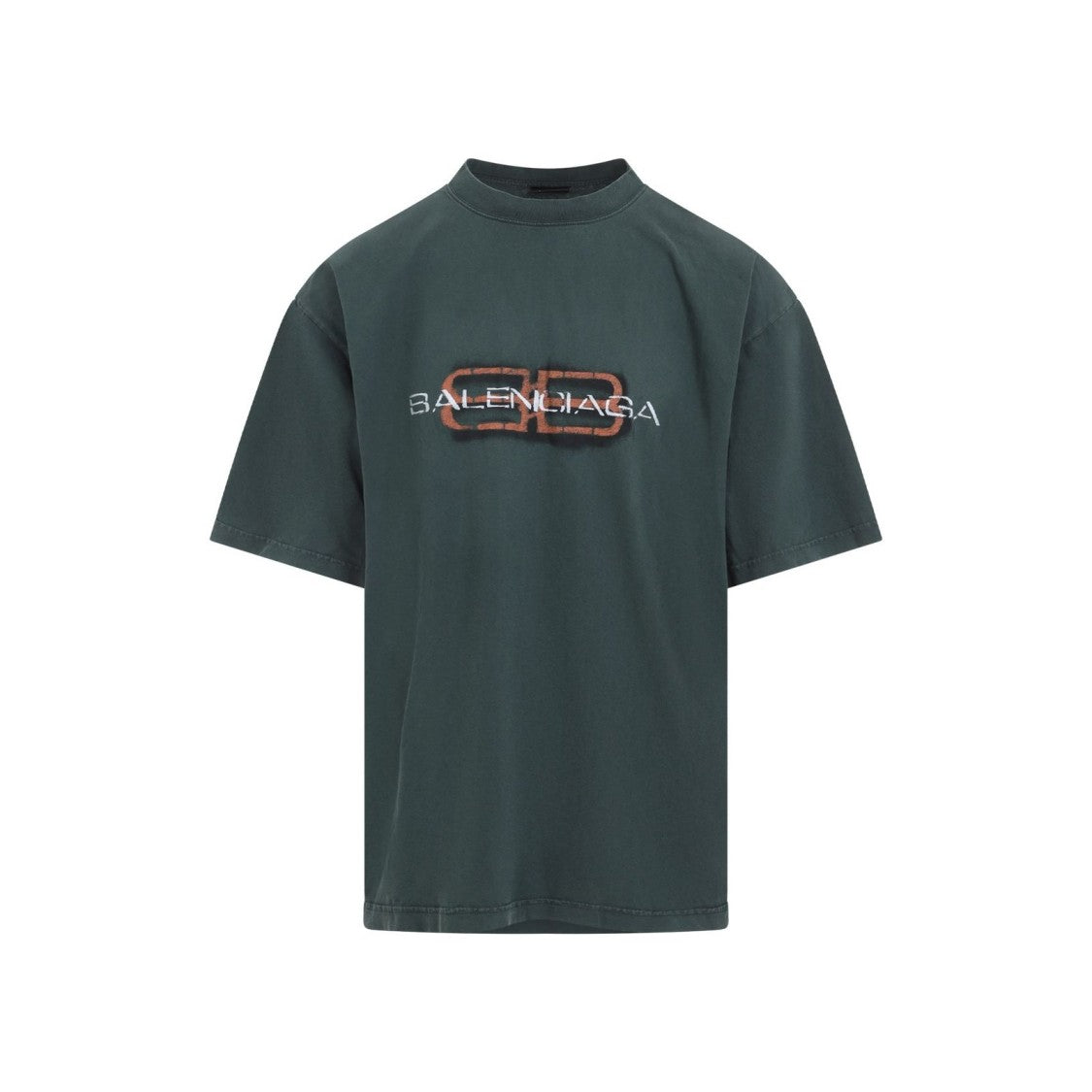 Balenciaga Solid Green T-Shirt With Classic Fit And Short Sleeves