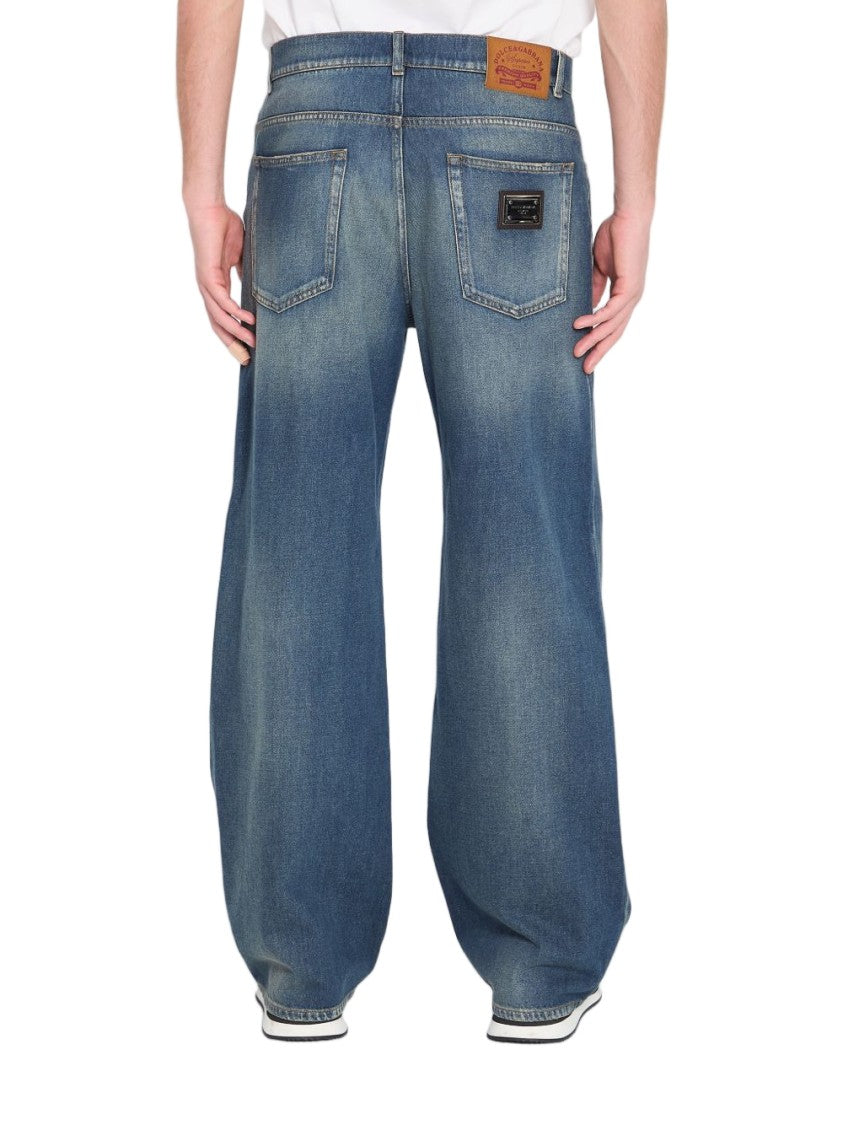 Dolce & Gabbana Light Blue Faded Loose Jeans