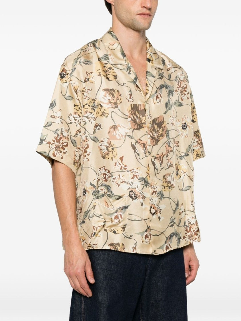 Kenzo Floral Short-Sleeved Shirt With Camp Collar And Button-Down Front