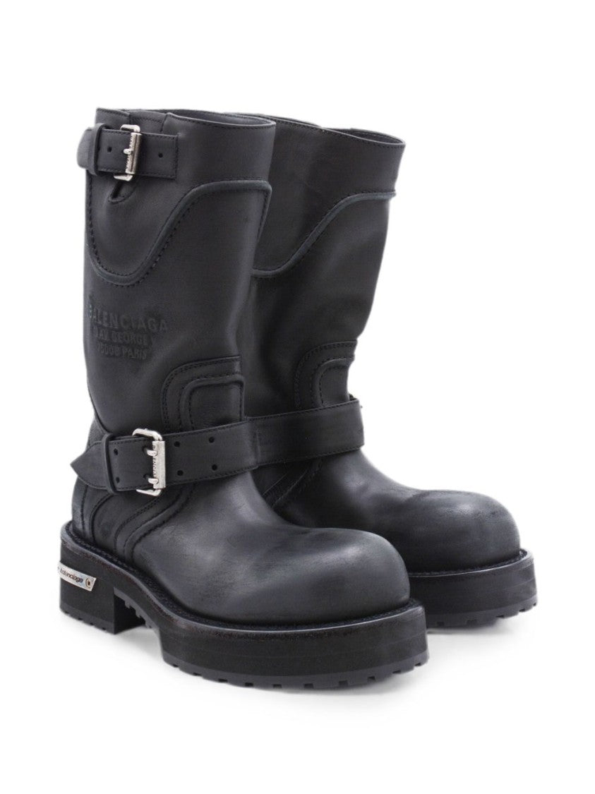 Balenciaga Black Buckled Calfskin Boots