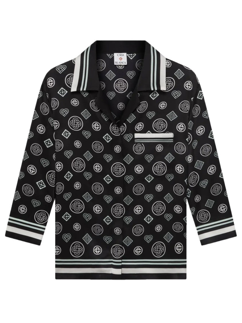 Casablanca Silk Monogram Print Relaxed Shirt
