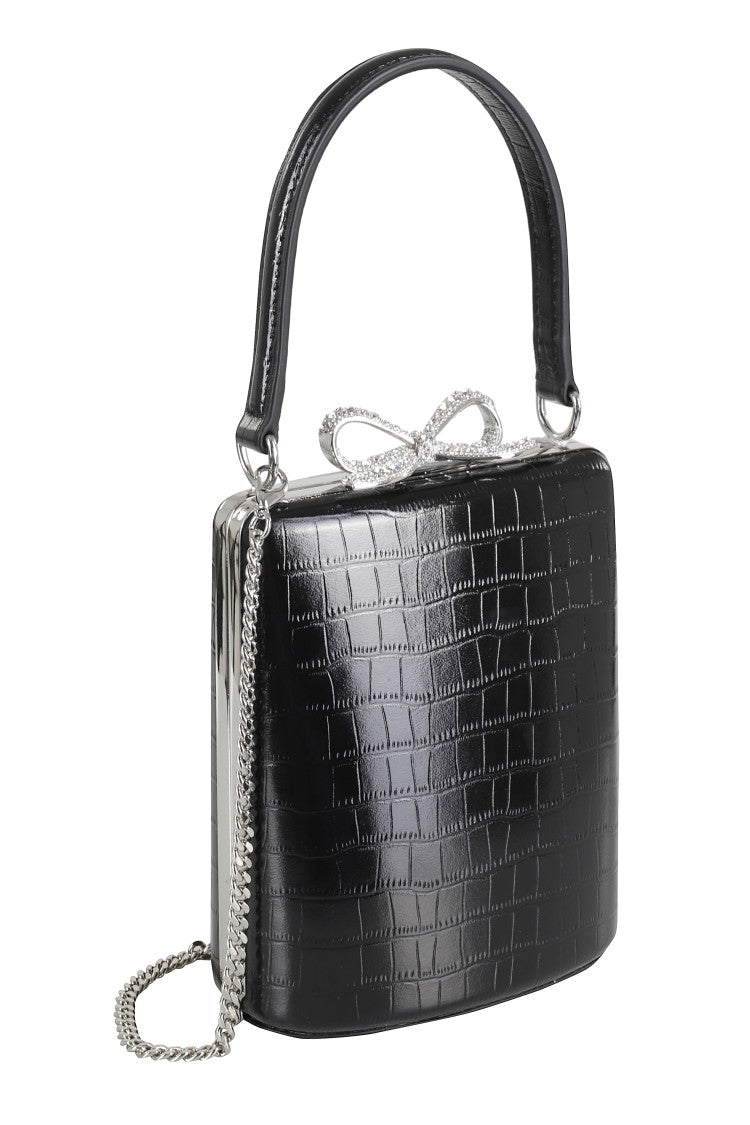 Self-Portrait Black Croc Mini Bag