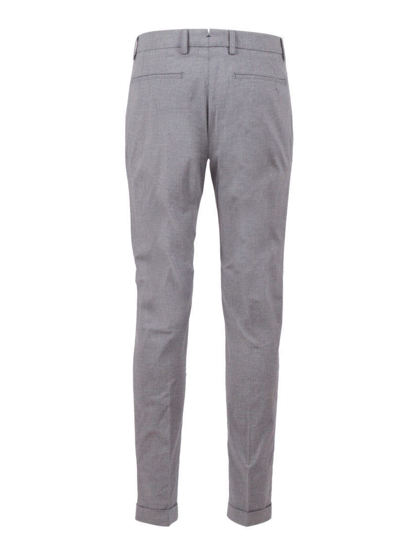 Berwich Grey Tailored Cuffed Straight-Leg Pants