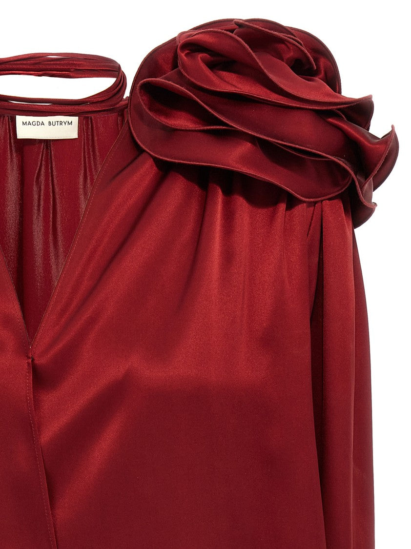 Magda Butrym Silk Blouse With V-Neck And Removable Brooch
