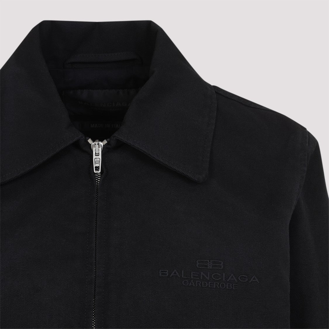Balenciaga Cropped Black Coat With Pointed Collar