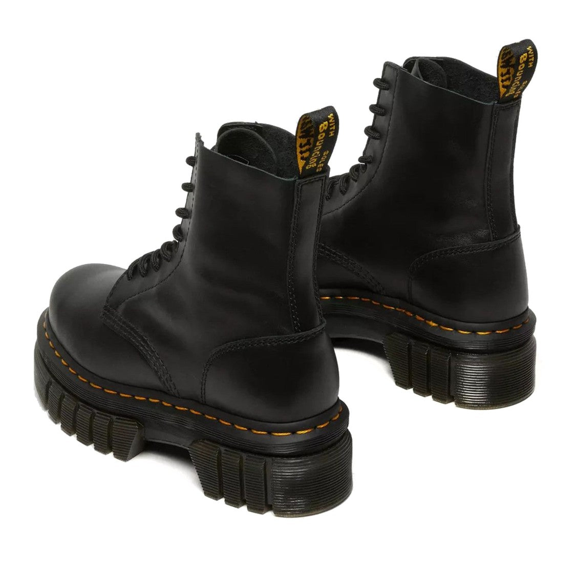 Dr. Martens Black Audrick Nappa Lux Smooth Leather Ankle Boots