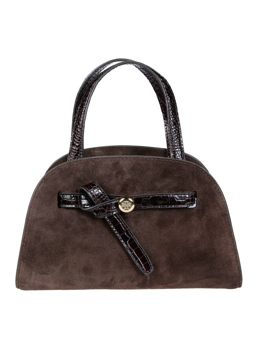 Tory Burch Brown Romy Suede Small Bauletto Handbag