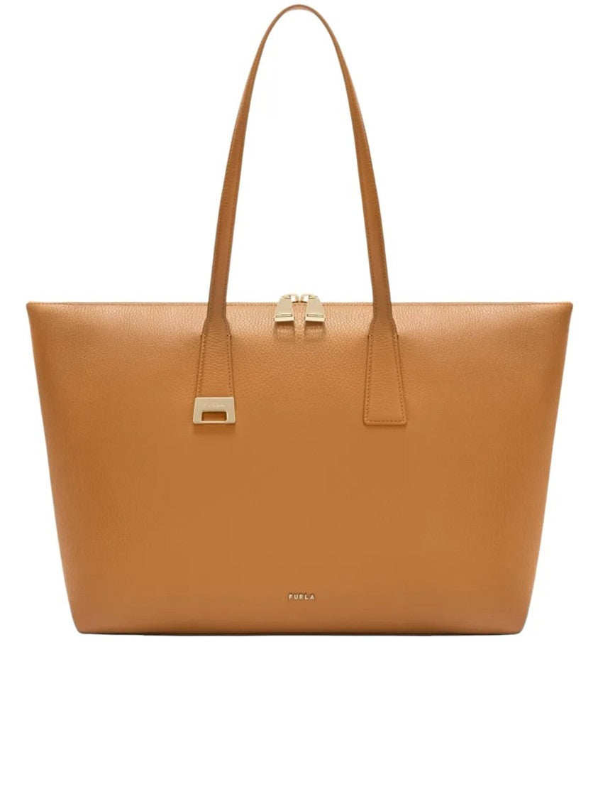 Furla Olivia L Tote Structured Brown Leather Tote