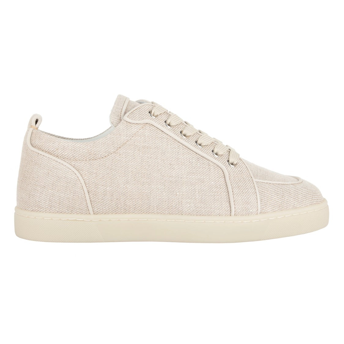 Christian Louboutin Rantulow Orlato Beige Canvas Sneakers With Iconic Red Sole
