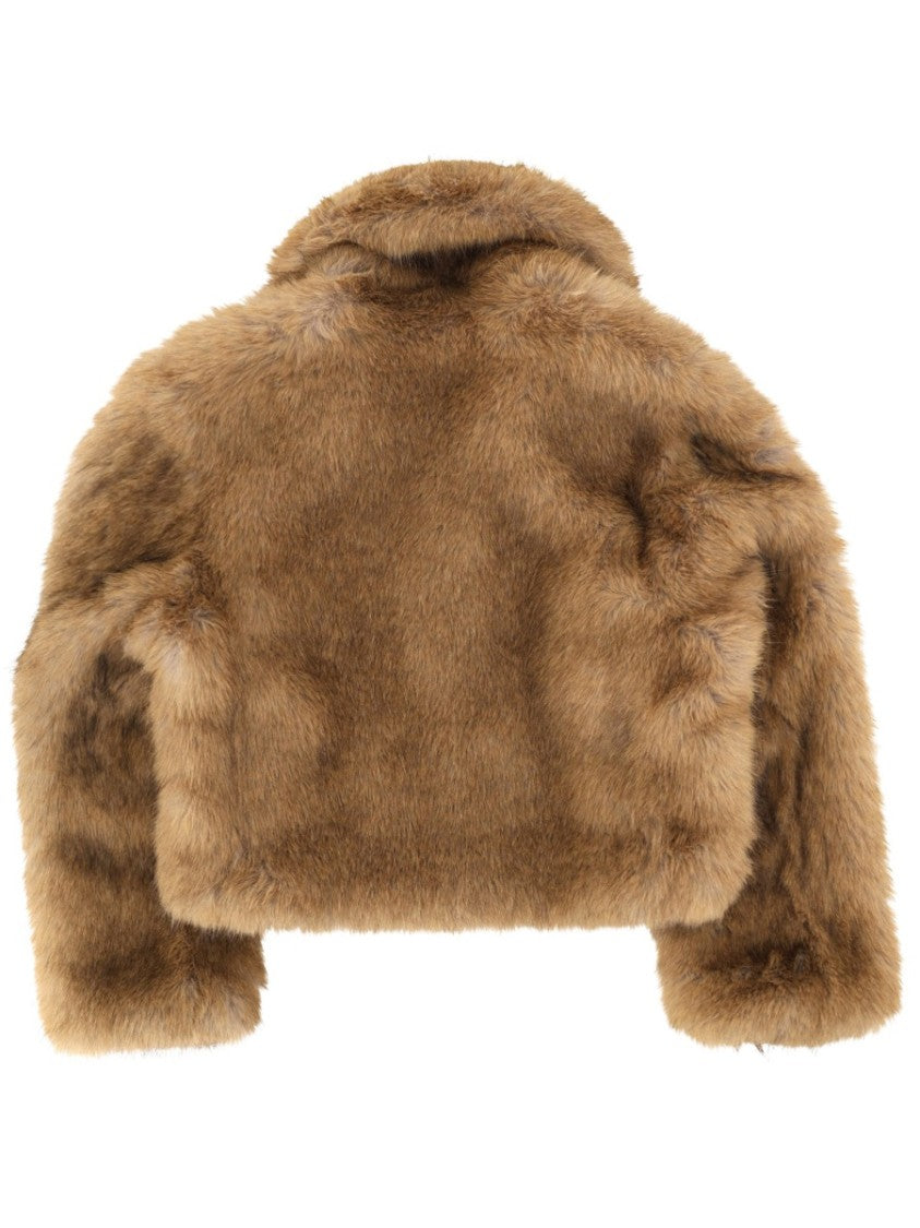 Msgm Cropped Eco Polyester Faux-Fur Jacket