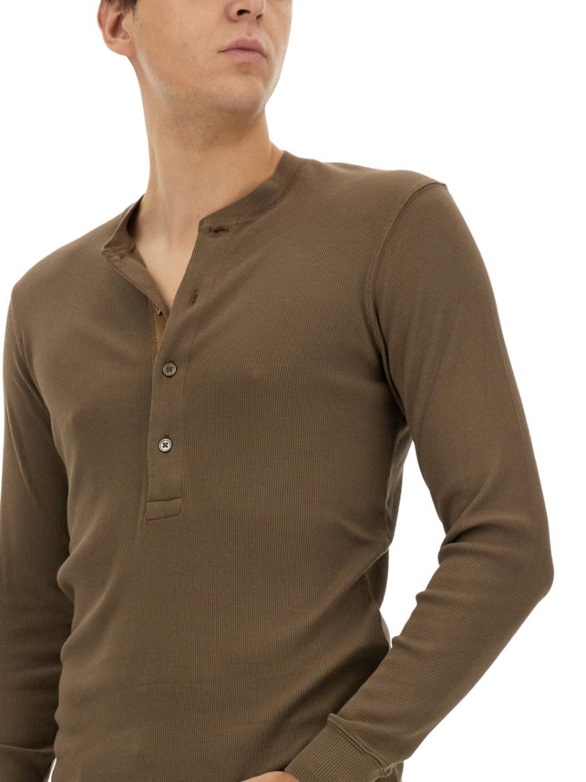 Tom Ford Ribbed "Henley" T-Shirt