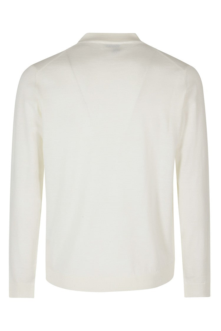 Roberto Collina White Slightly High-Neck Ribbed Merino Wool Turtleneck