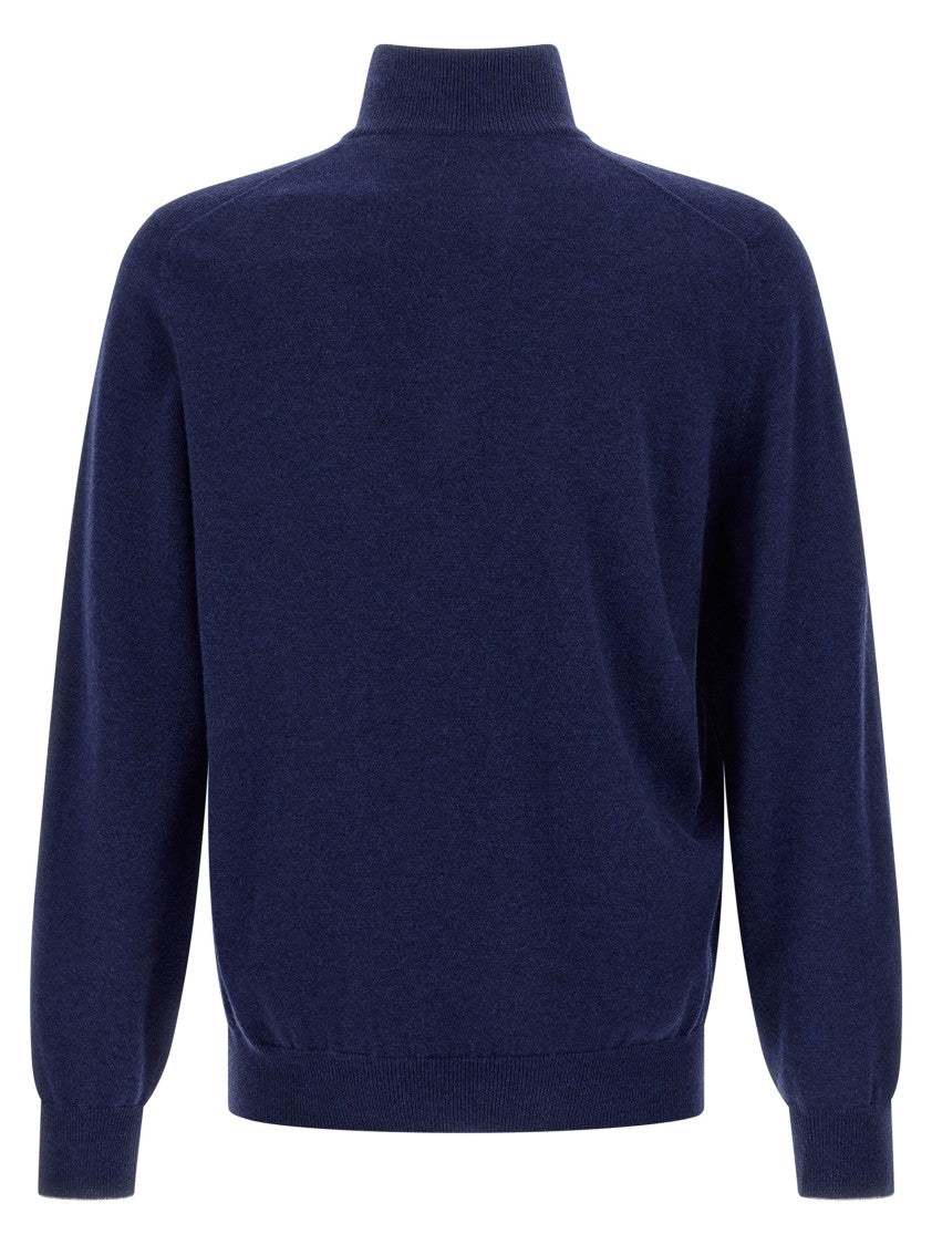 Brunello Cucinelli Half-Zip Cashmere Sweater With Contrast Detailing
