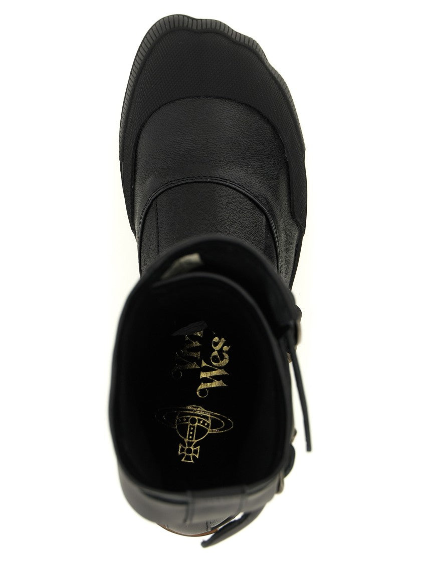 Vivienne Westwood Vegetable Tanned Leather Boots With Zoomorphic Toe And Oversized Buckles